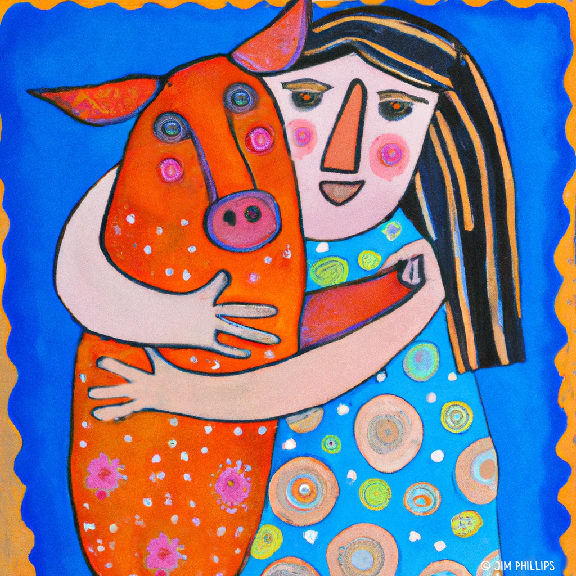 Folk Art Pigs - 001 by Jim Phillips 