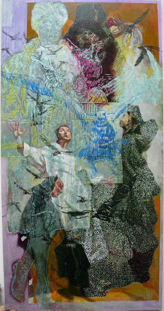 Tippi and the Birds (2004) by Nicholas Wyatt  Image: Tippi and the Birds. (2004). Acrylic on Panel. 96 x 48 inches (244 x 122 cm) by Nicholas Wyatt.