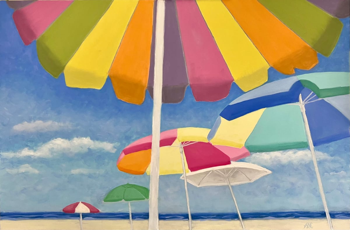 Under the Umbrellas, Cedar Beach by Ann Nystrom Cottone 