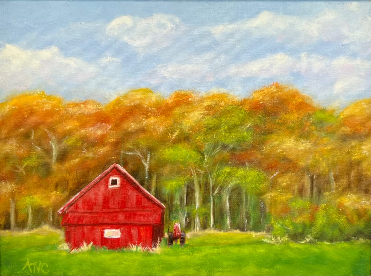 Fall Colors - Red Barn Cutchogue, NY by Ann Nystrom Cottone 