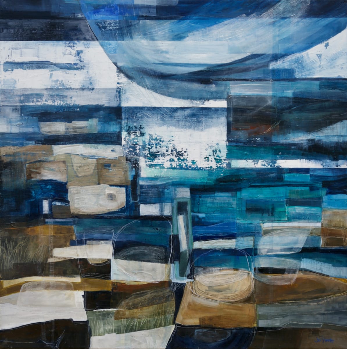 Rhythm of Rocks and Water by Jo York  Image: Rhythm of Rocks and Water, an abstracted landscape from the Atlantic Coast of Cornwall