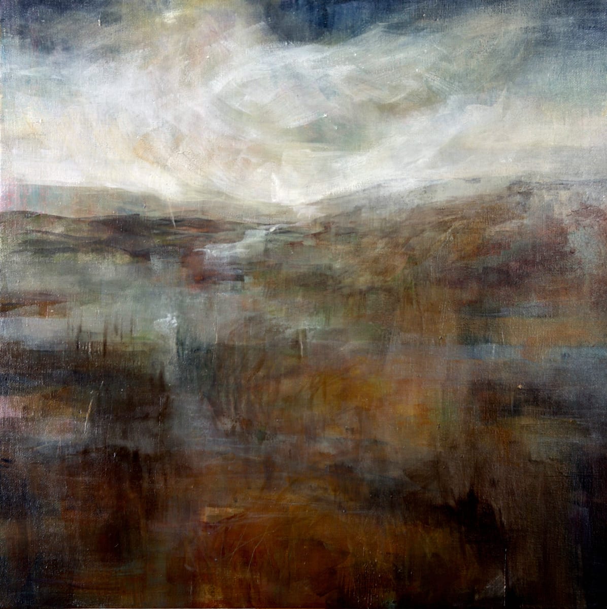 Quiet Day by Jo York  Image: One of an ongoing series of atmospheric abstraction paintings inspired by walking in Nidderdale.