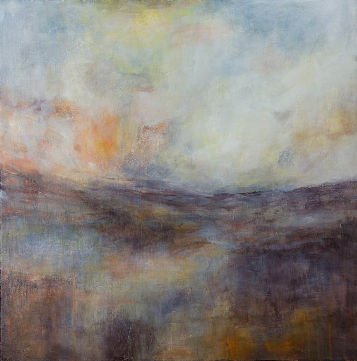Early Morning Moor by Jo York  Image: Early Morning Moor-atmospheric moorland painting 
