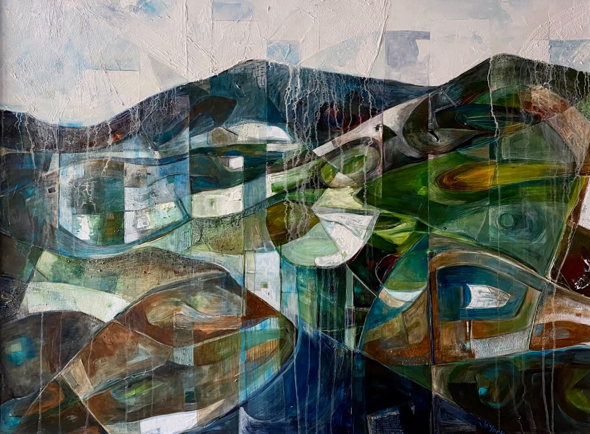 Abstracted Landscape: Autumn in the Hills by Jo York  Image: An abstracted landscape, exploring the unexpected geometry of landscape; layers and textures.