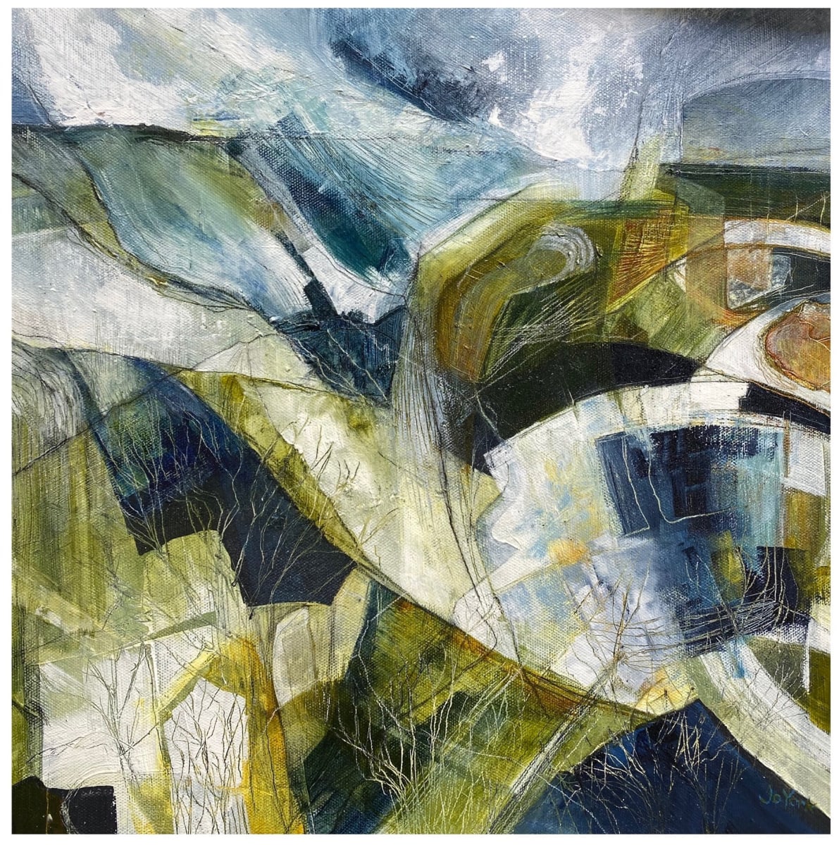 Ancient Way by Jo York  Image: Ancient Way, an expressive abstracted landscape, inspired by an ancient landscape with massive crags and deep ravines.