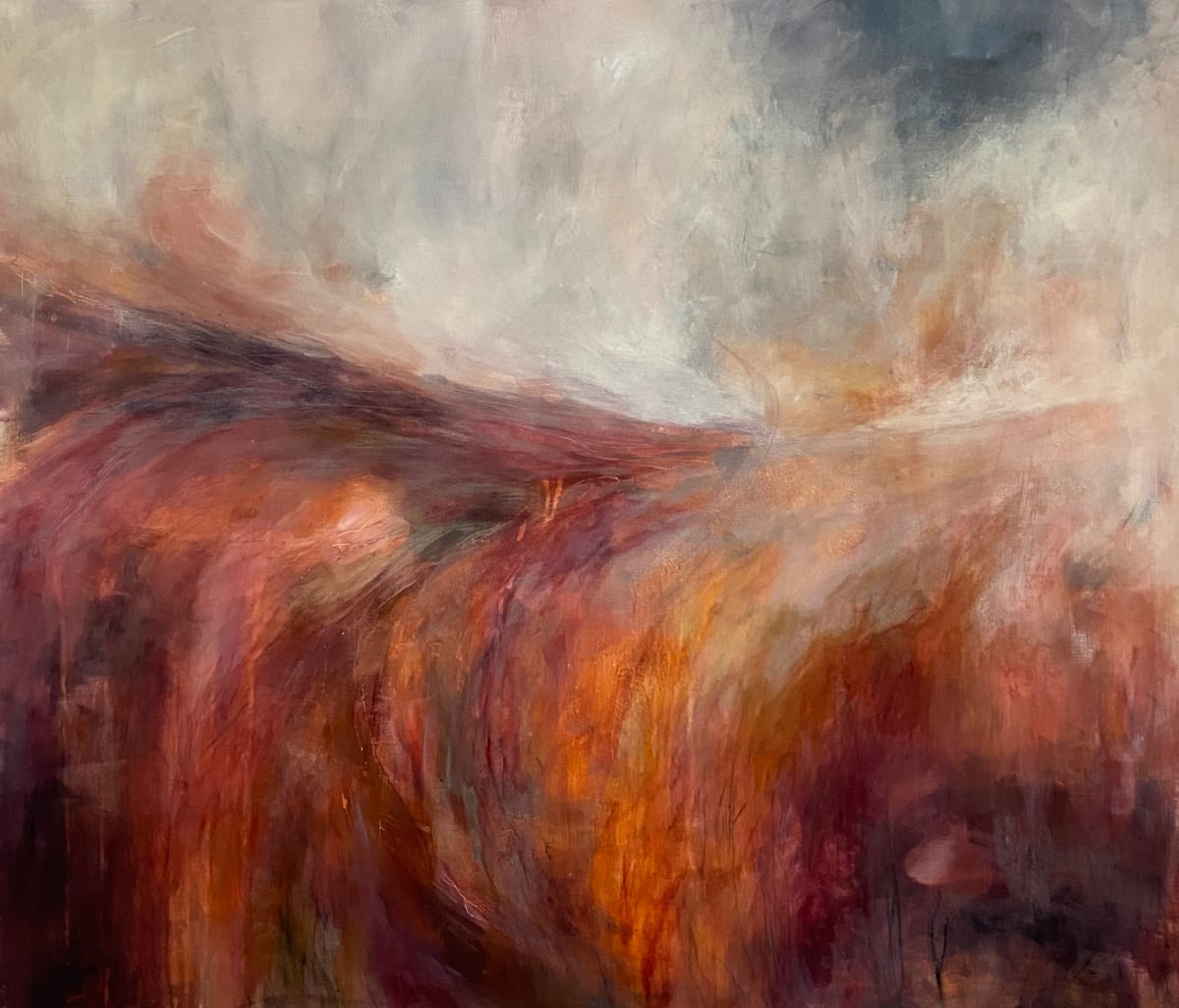 This is Your land by Jo York  Image: This is Your Land: A painting about walking a local moorland her in North Yorkshire, where every cm seems familiar. Painting made in a great many layers of opaque and translucent paint, and hand waxed to give a warm glow.