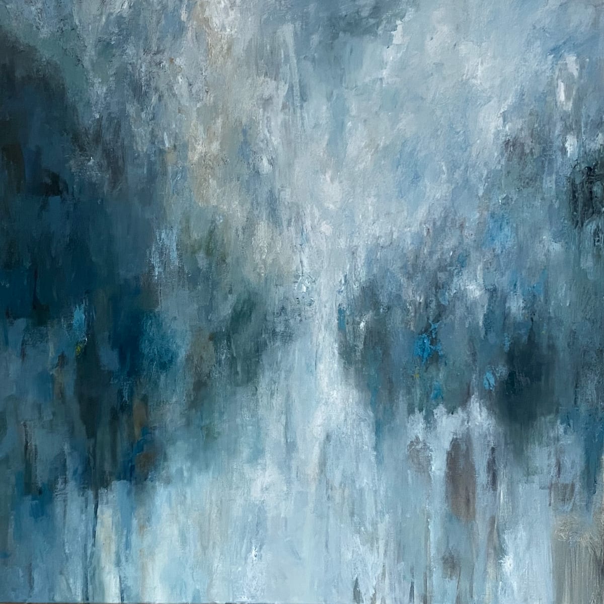 Echoes by Jo York  Image: Echoes: An abstracted expressive painting made in many layers
Oil and cold wax on deep canvas