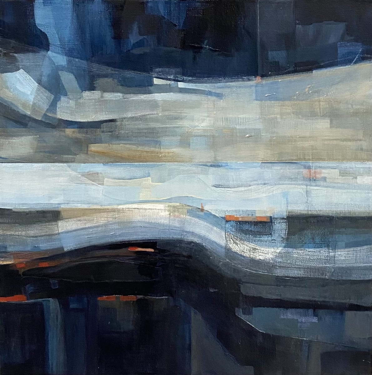 Part of the Scenery by Jo York  Image: Part of the Scenery, an abstracted landscape exploring the unusual colours and shapes in an early morning sky