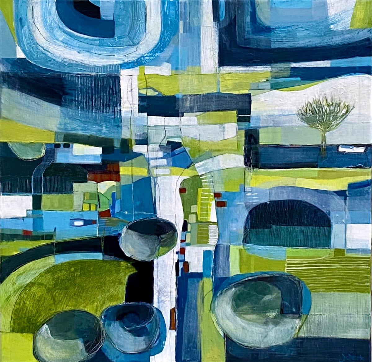 Sky Path by Jo York  Image: Sky Path: second painting about walking the high pastures near where I live in spring.