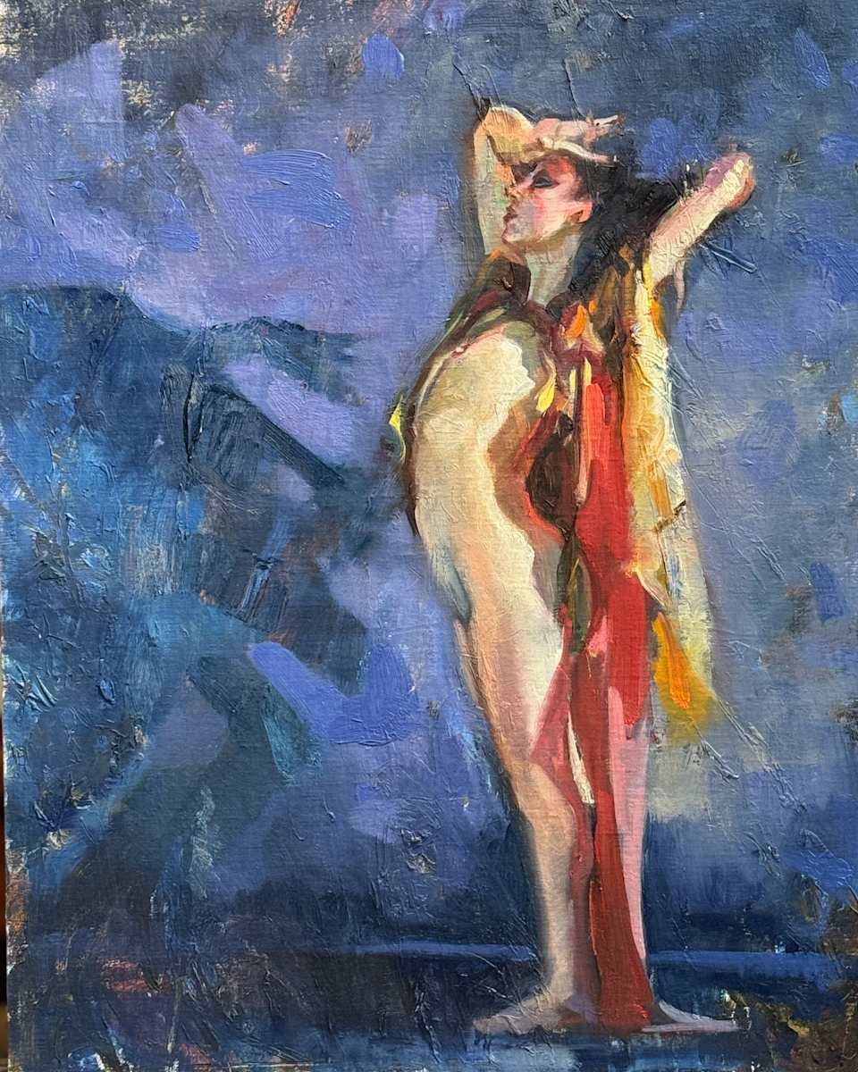 Figure Study with Red Scarf by keith wicks 