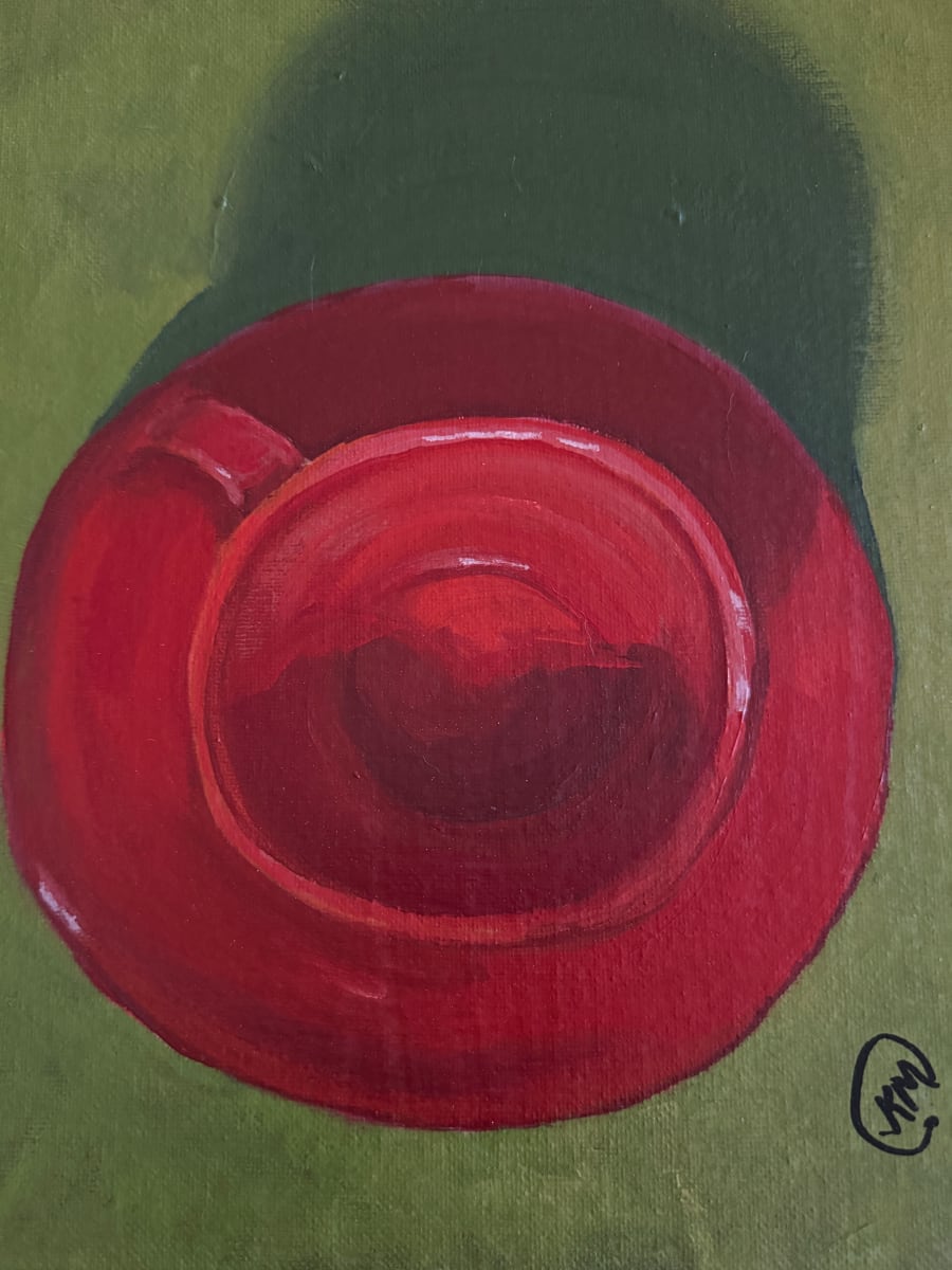 Red Cup and Saucer by Julie Kay Midyett, Image 1.