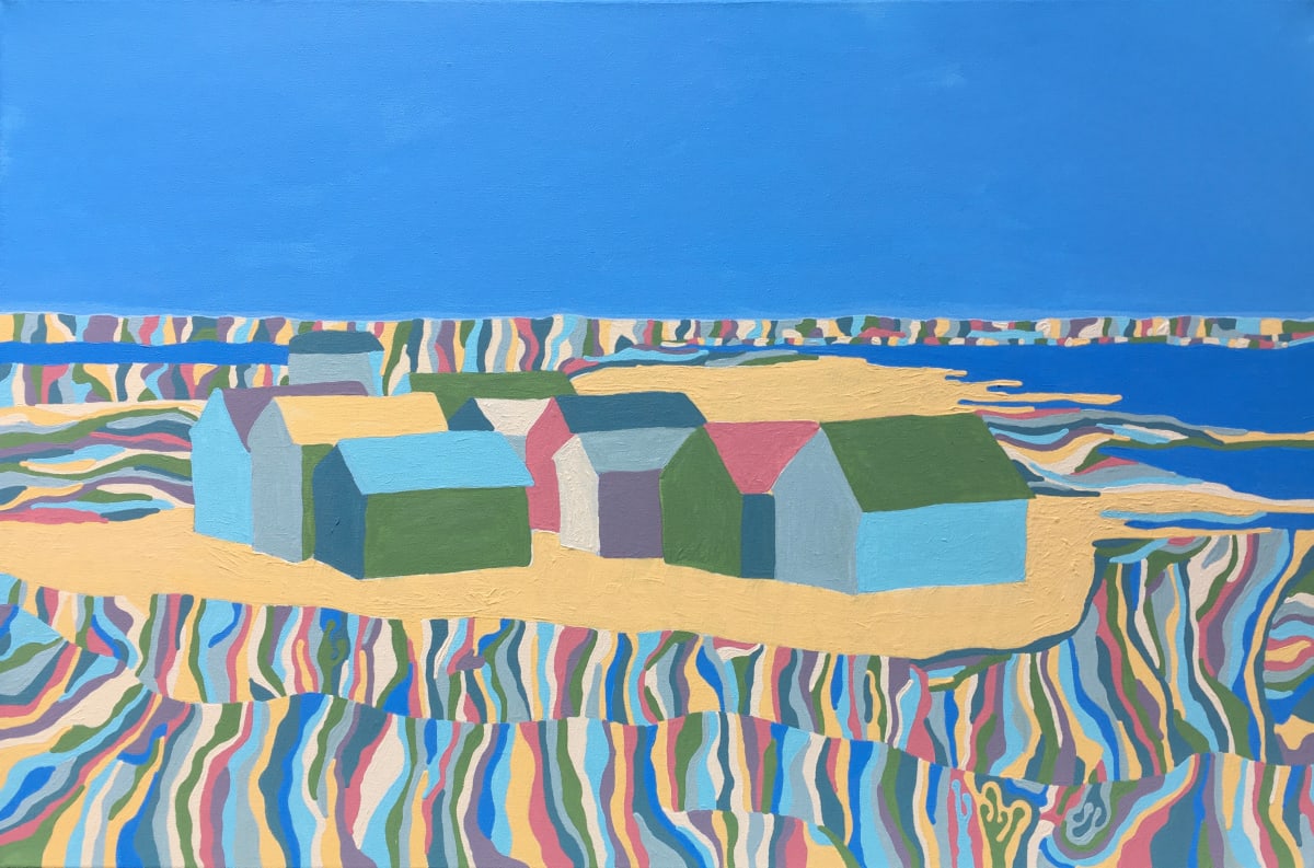 Beach Huts at Mudeford by Miranda Pender 