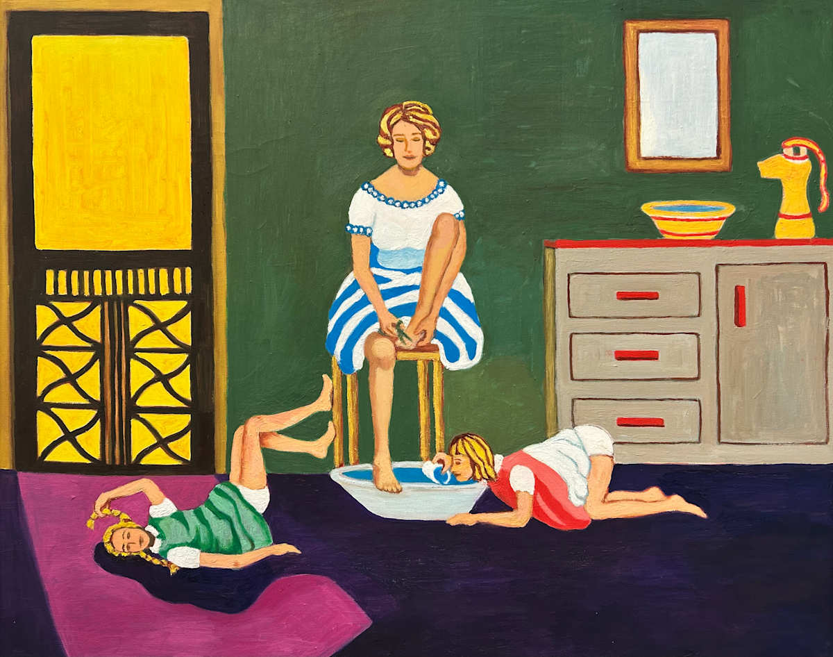 Afternoon Pedicure  (Childhood Memory Series) by Joanne Gullachsen (1943-2025), Image 1.