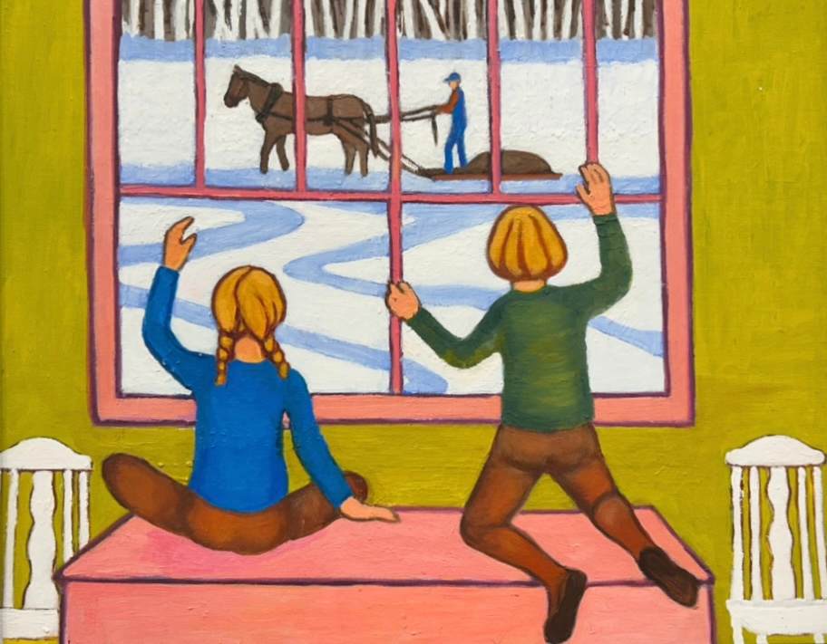 Watching Dad take out the Manure  (Childhood Memory Series) by Joanne Gullachsen (1943-2025), Image 1.