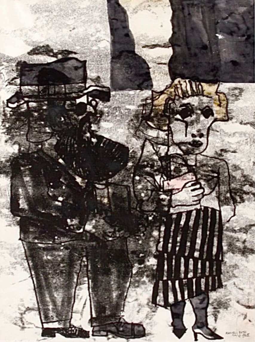 (Untitled) Man & Wife 1965 by Maxwell Bates, Image 1.