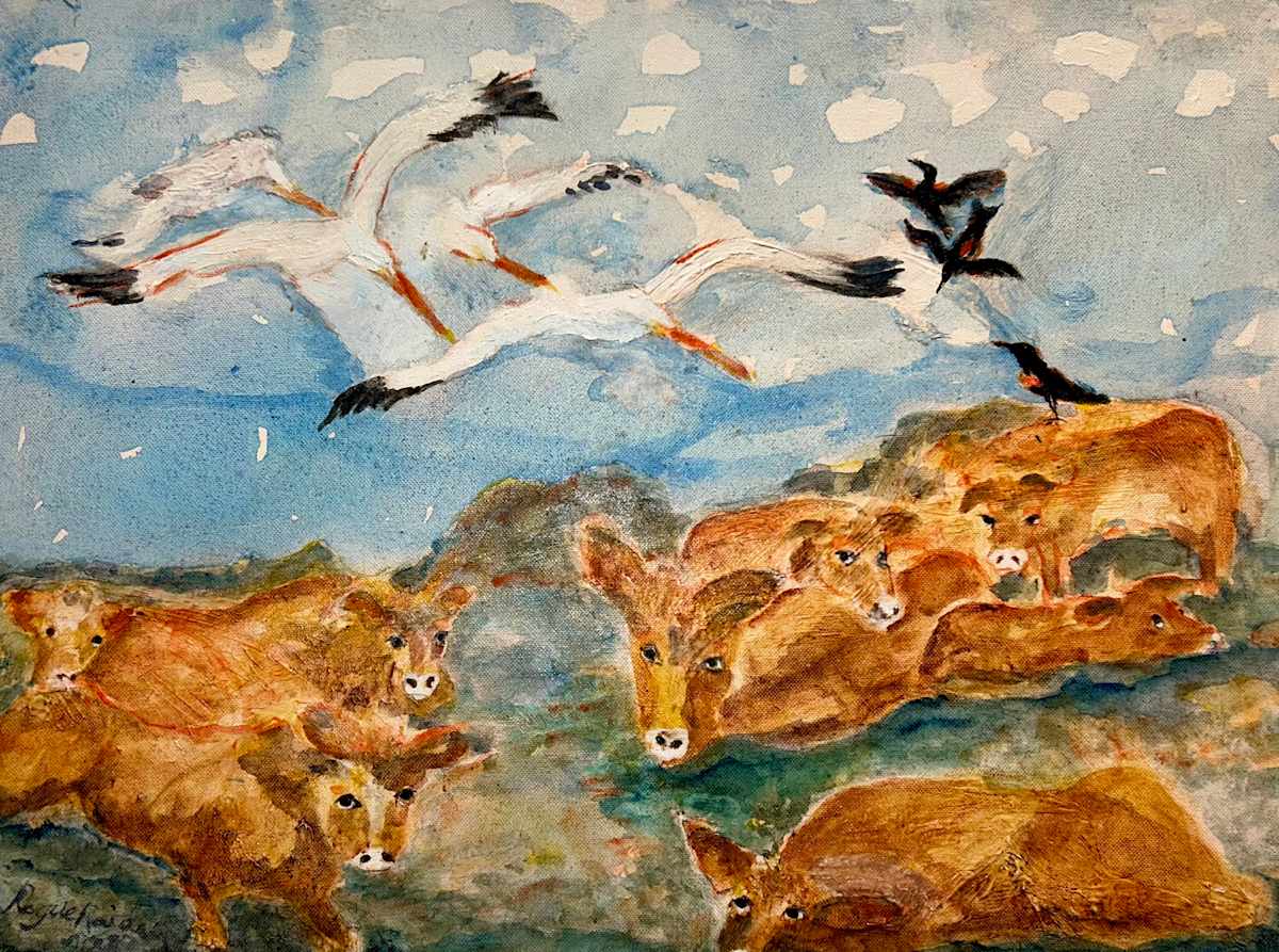 Lake Cows, Pelicans & Red Wings by Helma Rogge Rehders, Image 1.