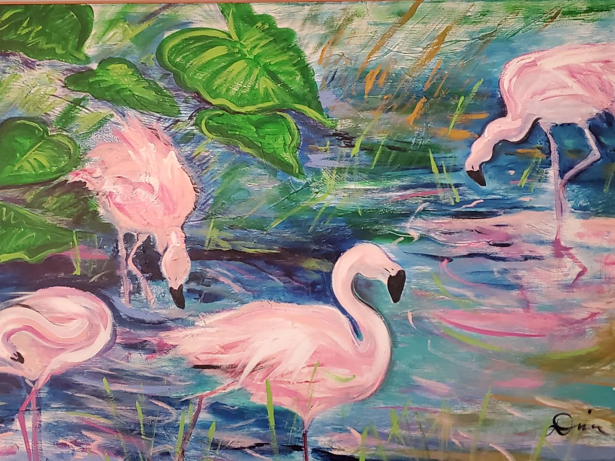 Ding Darling Flamingos by Diane Gore 