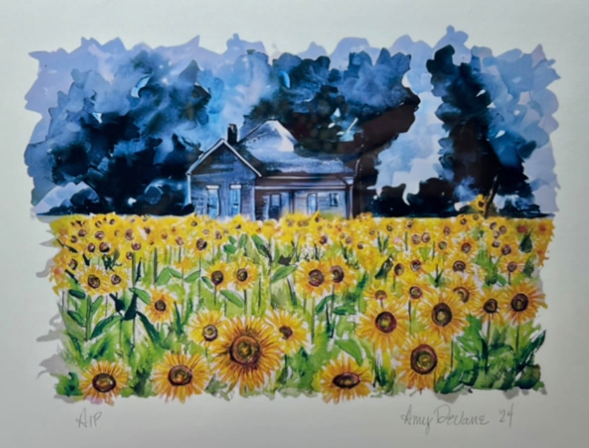 Print of Field of Sunflowers by Amy DeVane 