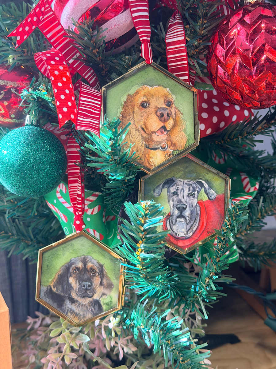 Pet Portrait Ornaments-Baxley by Amy DeVane, Image 1.
