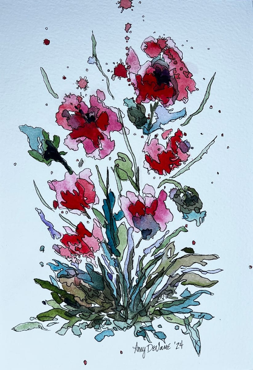 Watercolor Flowers by Amy DeVane 