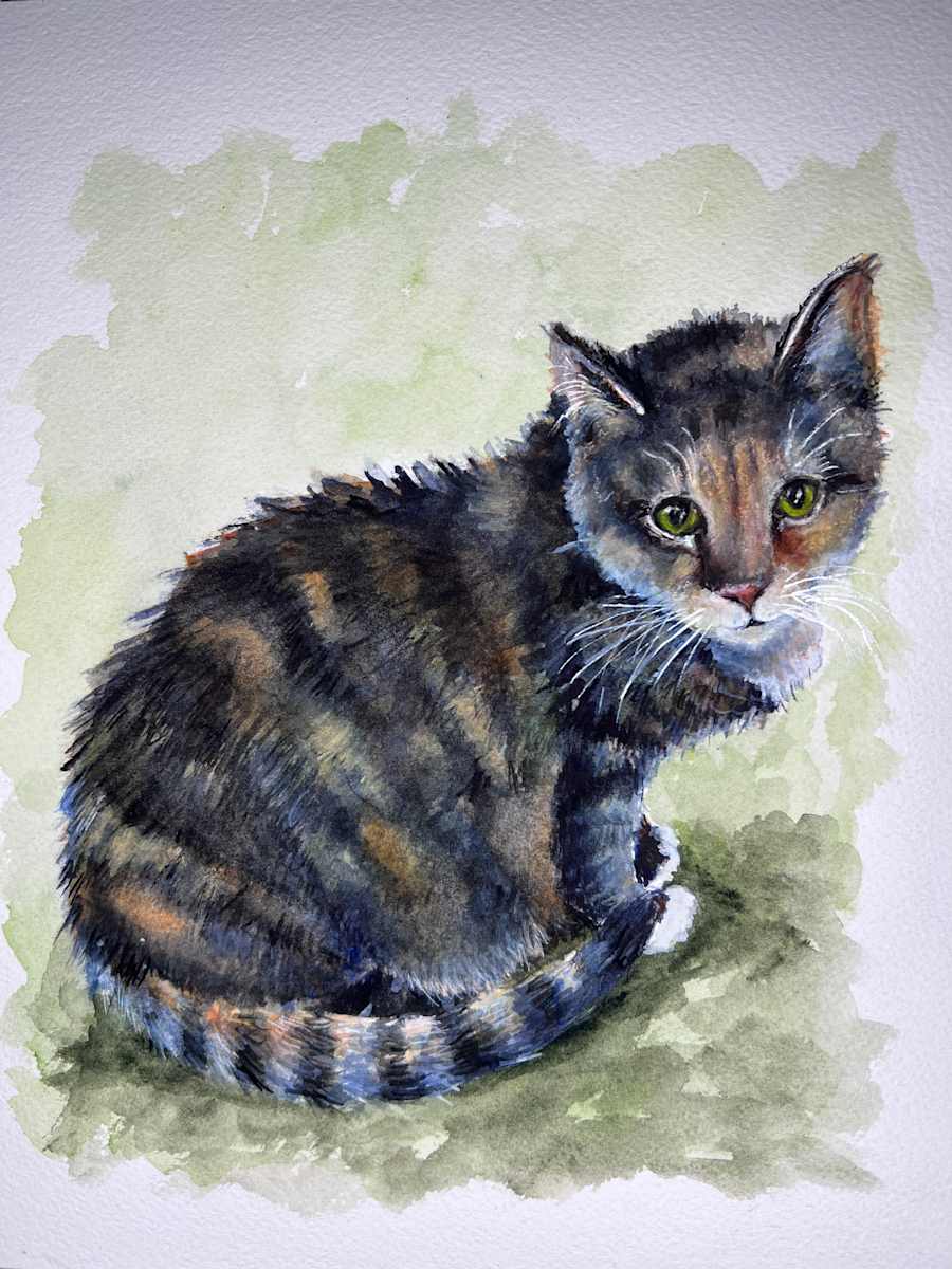 Sweet Green Eyed Kitty by Amy DeVane 