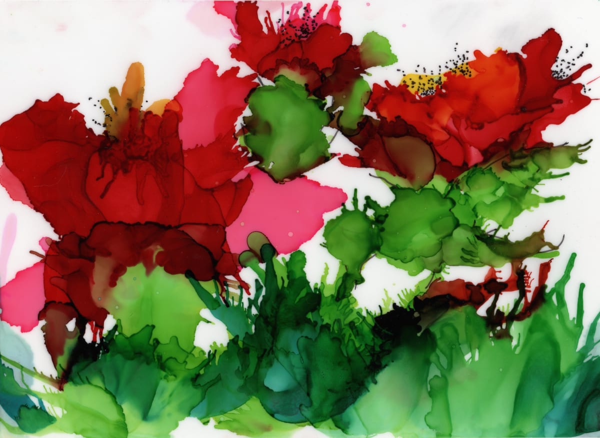 Poppies in Alcohol Ink by Amy DeVane 