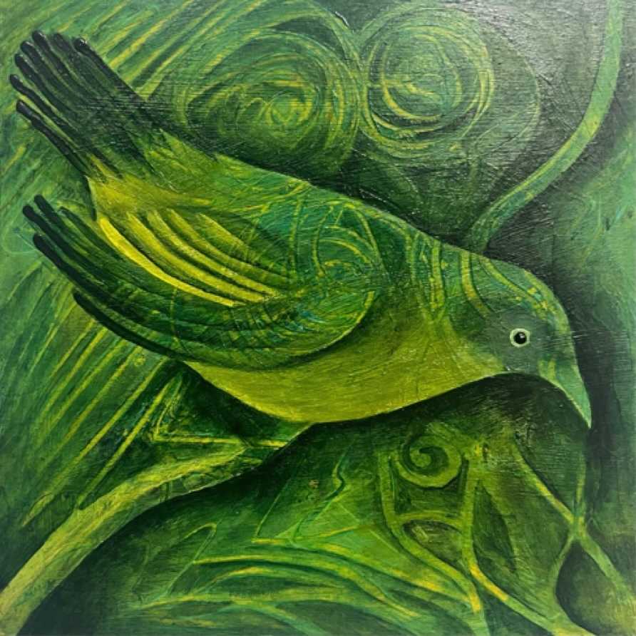 Amakihi in green by Jelena Clay 