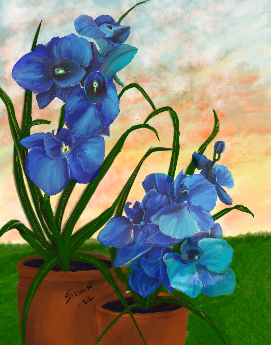 Blue Orchids by Paintings by Susan 