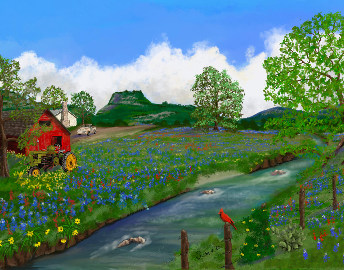Hill Country Farm by Paintings by Susan 