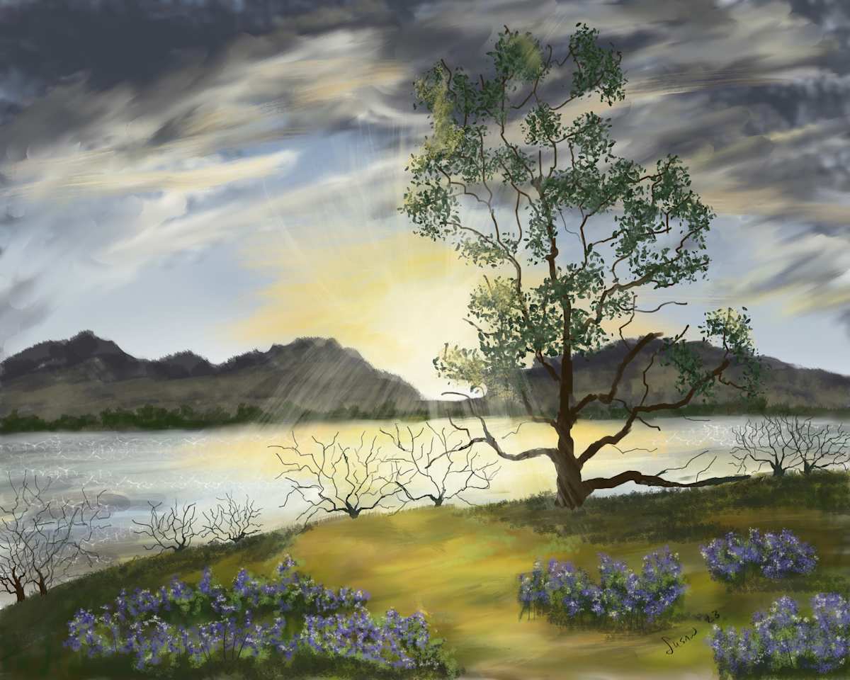 Bluebonnets by the Lake by Susan Reich, Image 2.