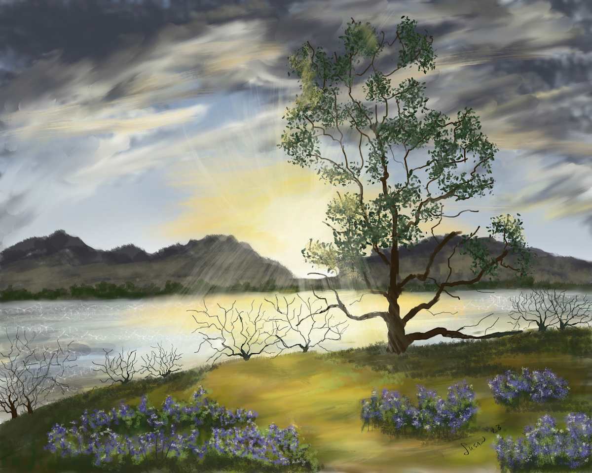 Bluebonnets by the Lake by Susan Reich, Image 2.