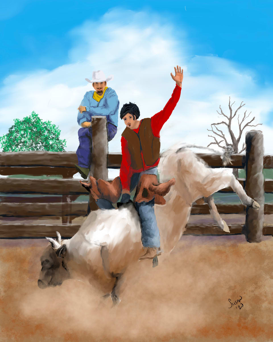 Bull Riding by Paintings by Susan  Image: Bull Riding