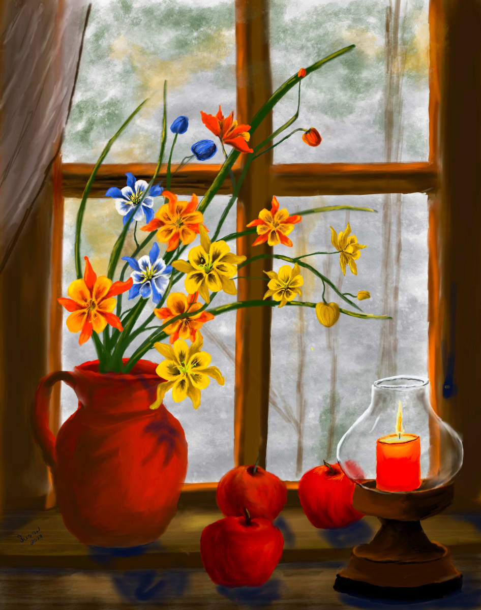 Orchids and Apples by Susan Reich, Image 1.