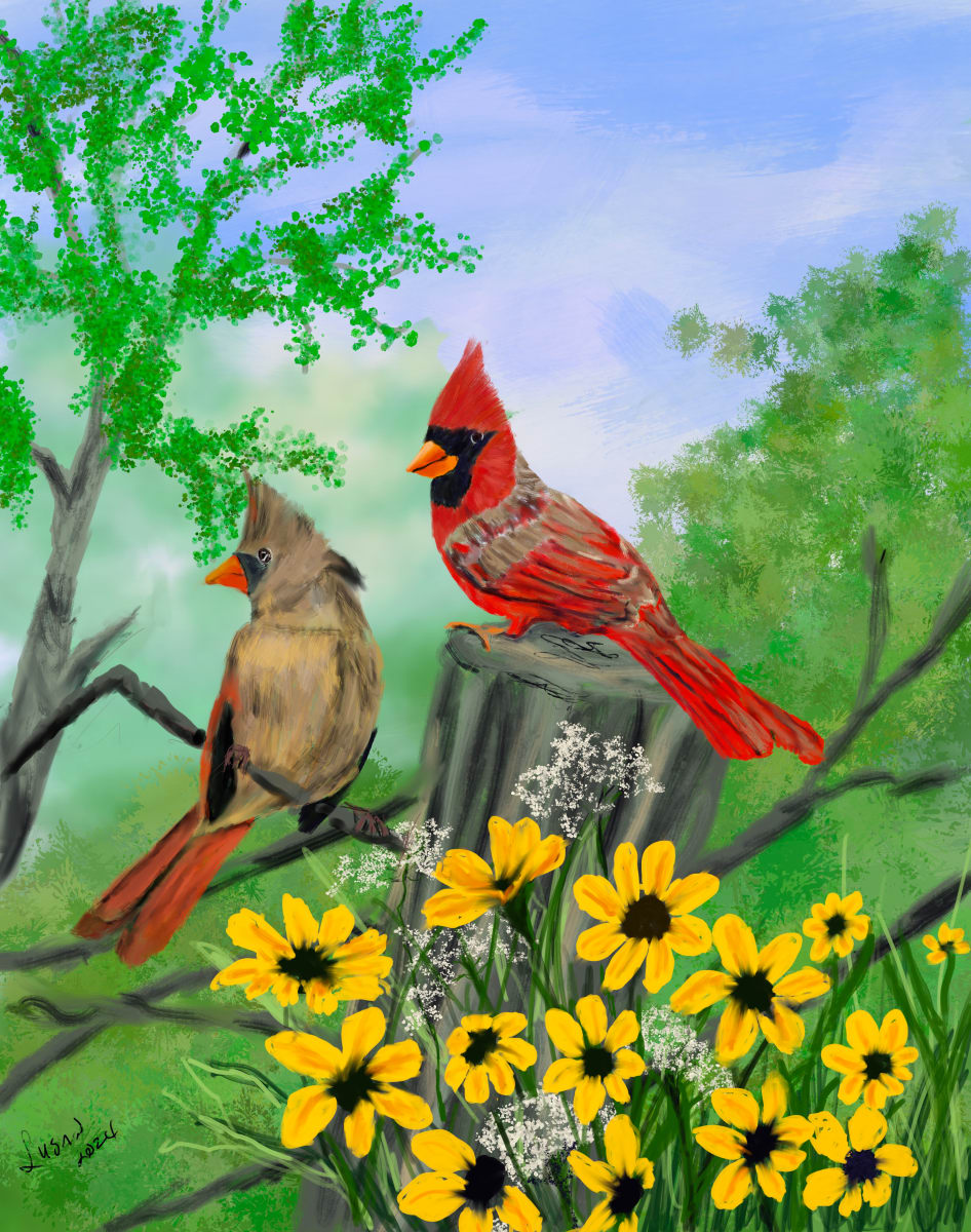 Cardinals on the Post by Susan Reich 
