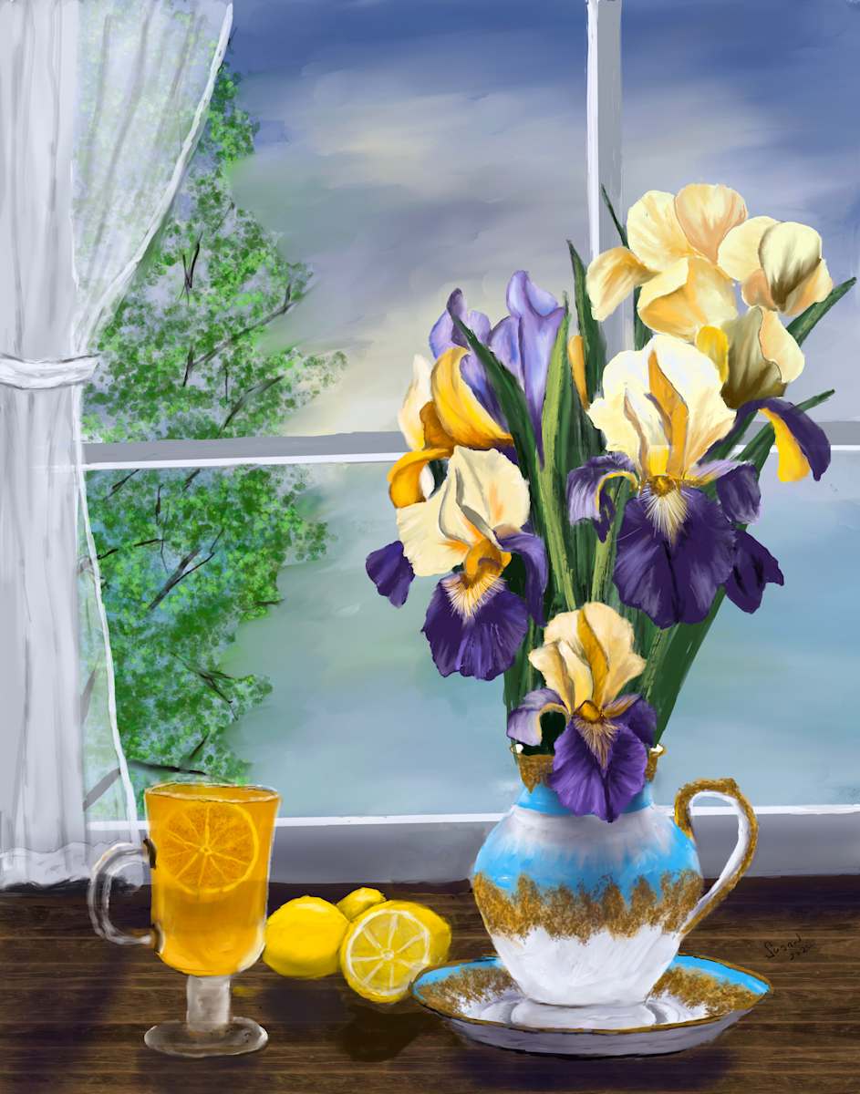 Iris and Tea by Susan Reich, Image 1.