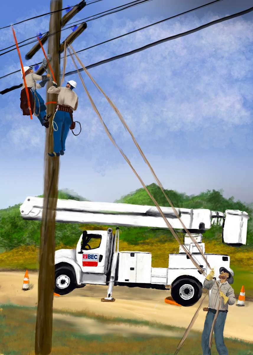 BUCKET TRUCK LINEMEN by Susan Reich, Image 4.