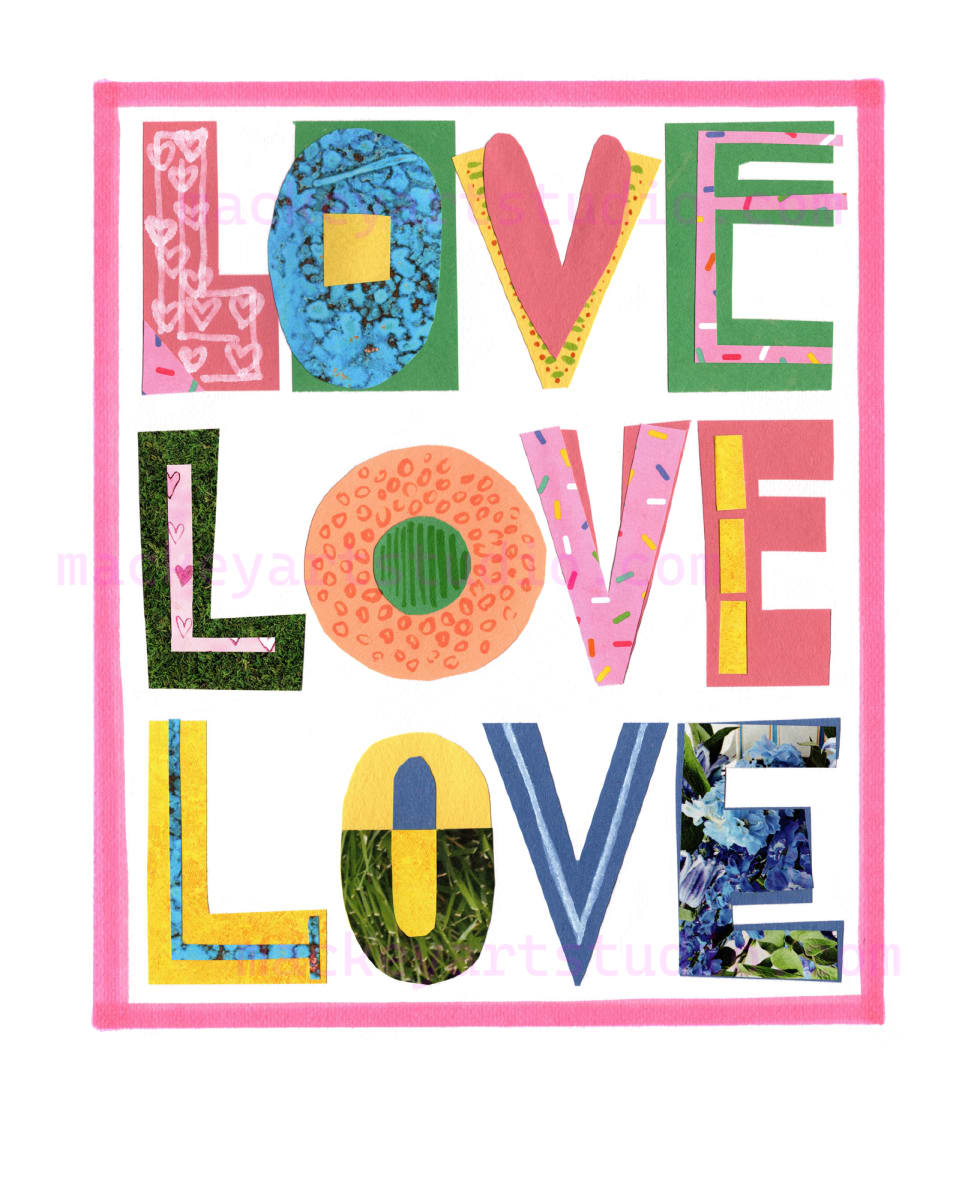 Love, Love, Love by Tony Mackey  Image: Love, Love, Love. 11"x14". Collage on Cold Pressed Paper.