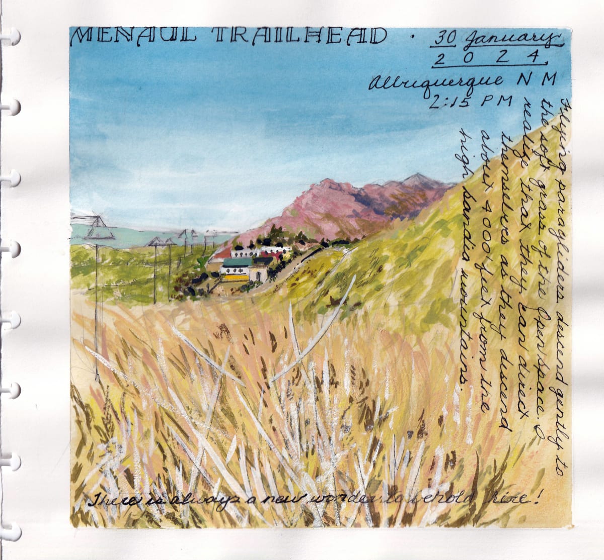 Journey Daybook Page by Margaret Pulis Herrick (Peggy)  Image: Menaul Trailhead