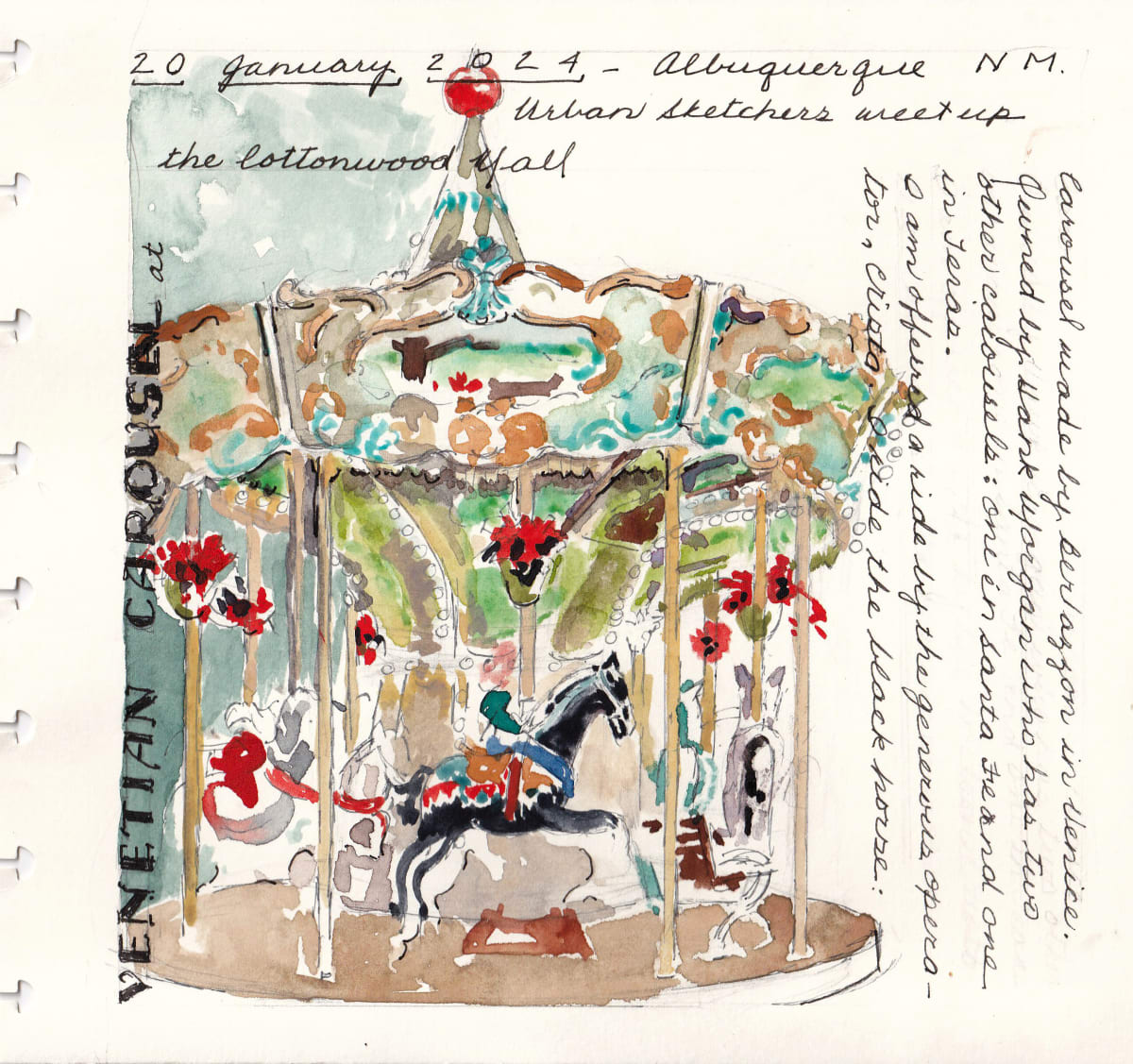 Journey Daybook Page by Margaret Pulis Herrick (Peggy)  Image: Carousel image made at Urban Sketcher event