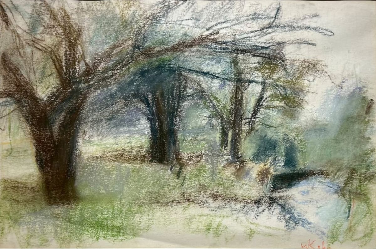 Large Trees Along a Small Brook by Wolf Kahn 