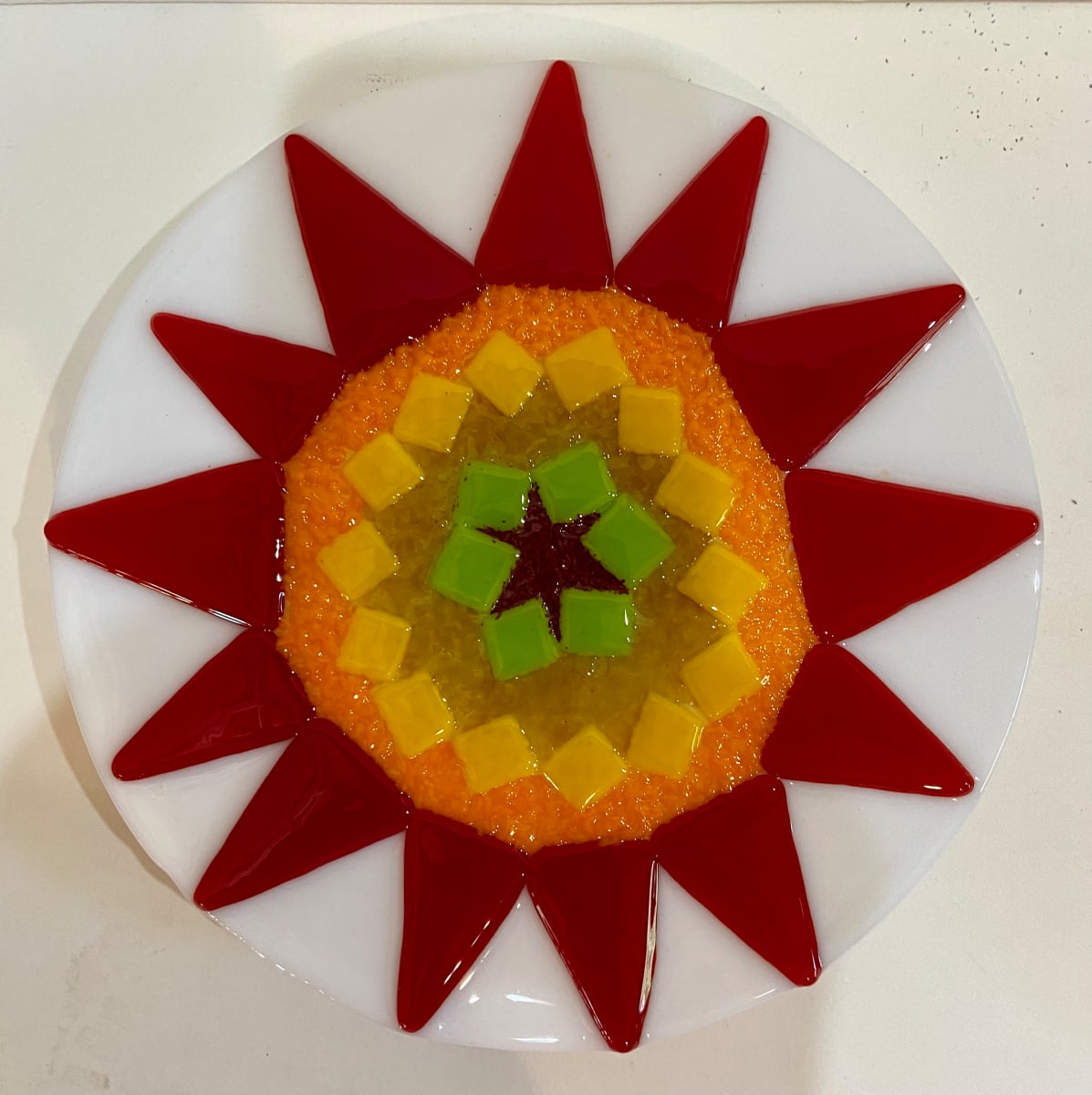 Garden Stake - Flower (red orange yellow center), Image 1.