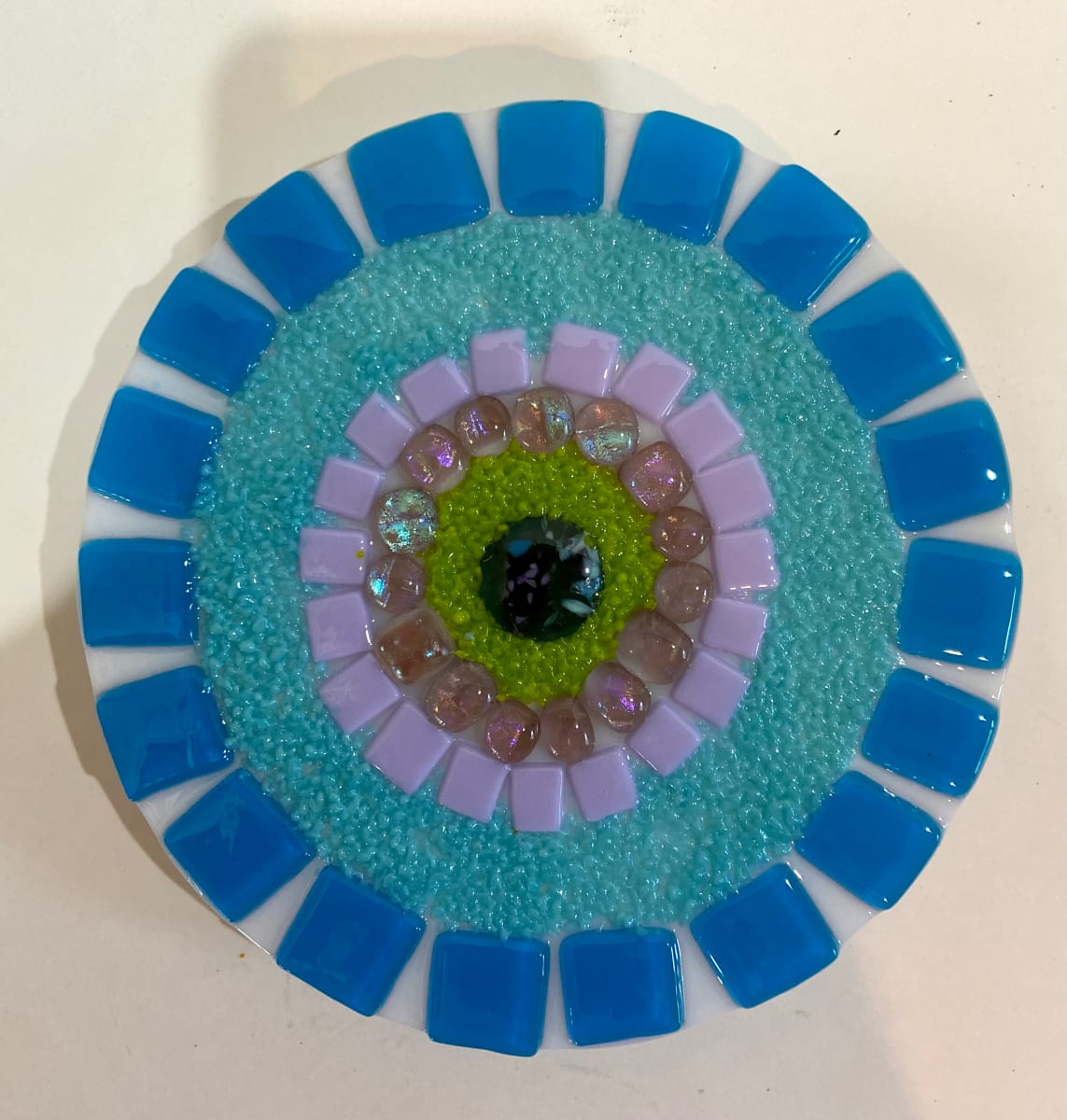 Garden Stake - Flower (blue with turq & neo center), Image 1.