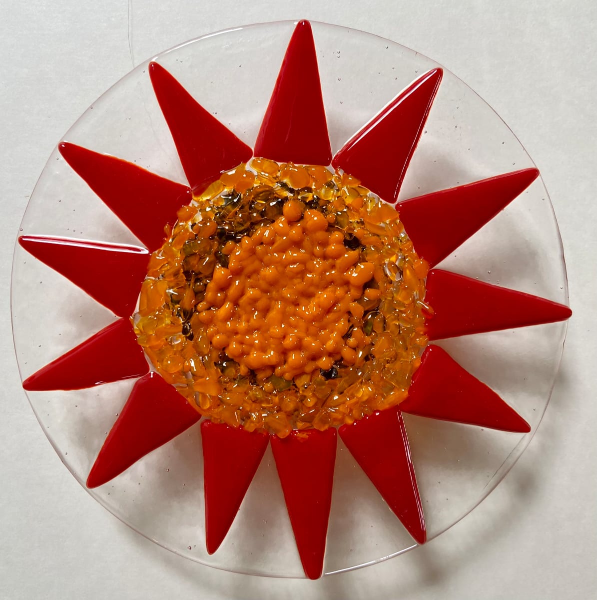 Garden Stake - Flower (clr w/red orange center), Image 1.