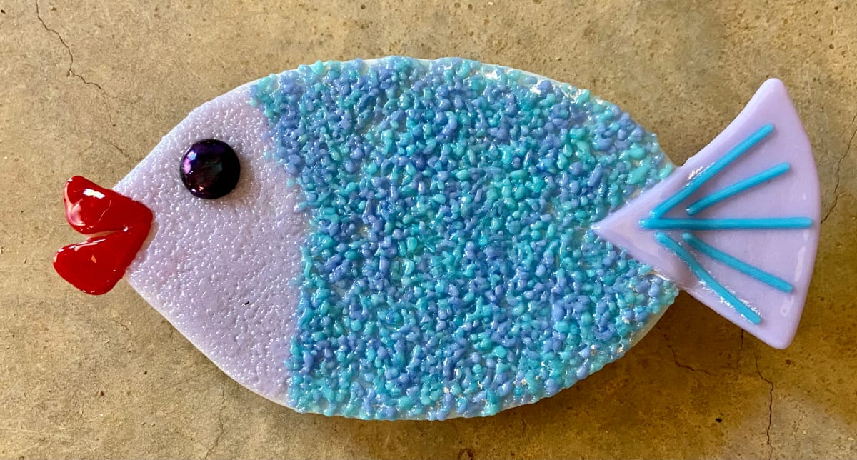 Garden Stake - Fish turquoise, neo-lav tail 