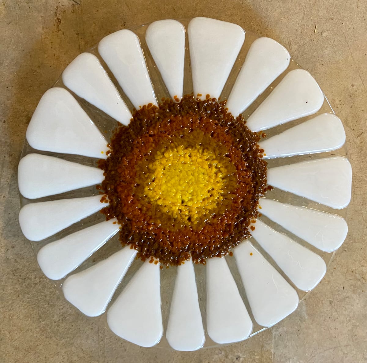 Garden Stake - Flower (clr w/white and shades brown to yellow) 