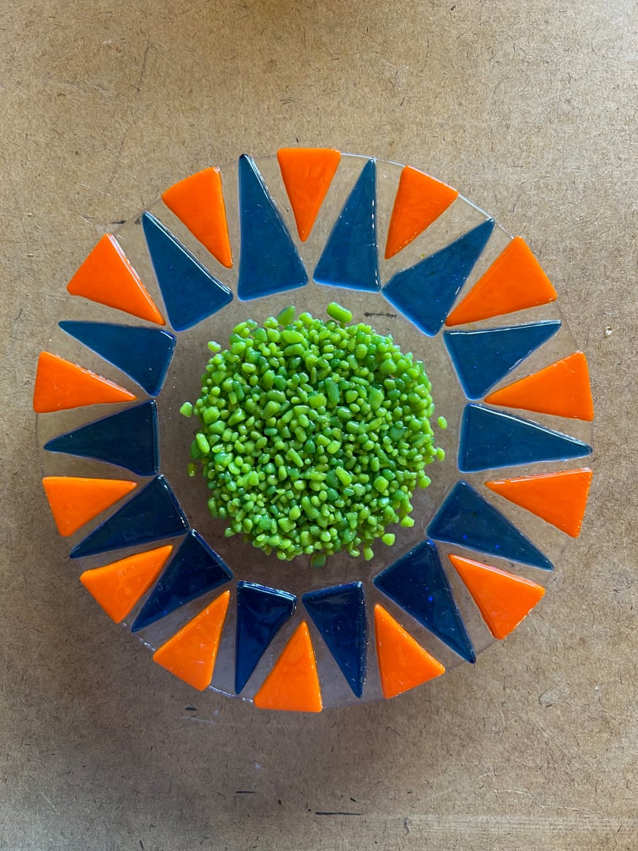 Garden Stake - Flower (on clr, org & blu w/grn cntr) by Cindy Cherrington, Image 2.