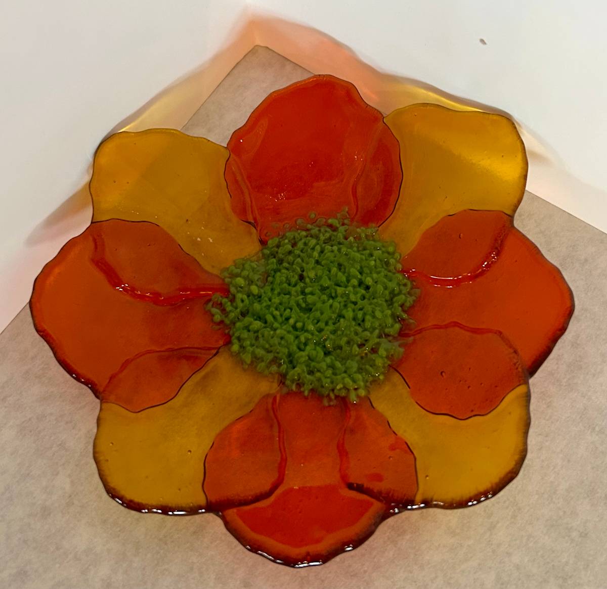 Yellow & Orange Flower Dish by Cindy Cherrington 