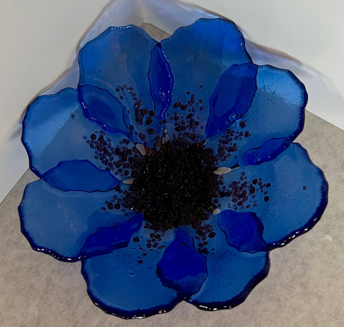 Blue Flower Dish by Cindy Cherrington 