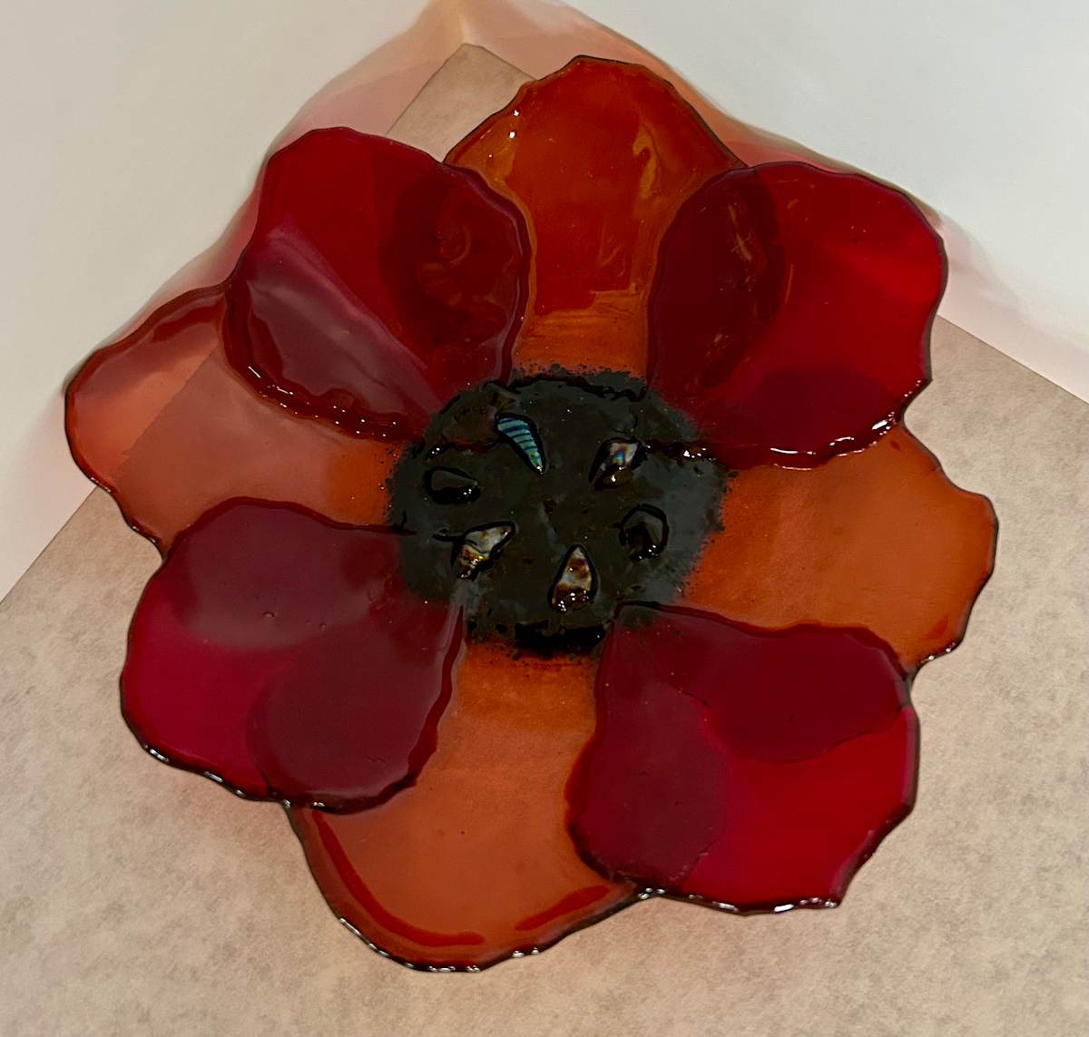 Red Flower Dish by Cindy Cherrington, Image 2.