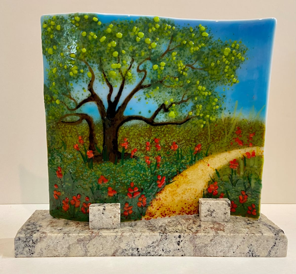 Steadfast Oak by Cindy Cherrington  Image: Standing alone and sturdy is the oak along the path.  Indian paintbrush dot the fields along the way.